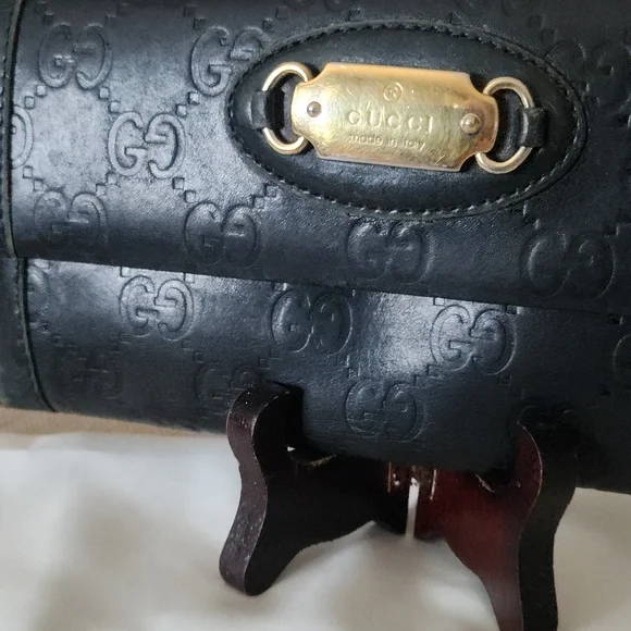 Gucci GG Black Guccissima Long Trifold Snap Wallet W/ Gucci Gold Horsebit Accent - Picture 6 of 16